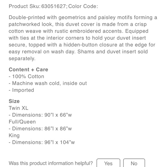 Urban Outfitters Queen Size Cotton Embroidered Bryce Duvet Cover - Picture 6 of 6